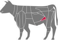 Hinteres Lappenstück - stark marmorierte, sehr saftige Stück Rindfleisch